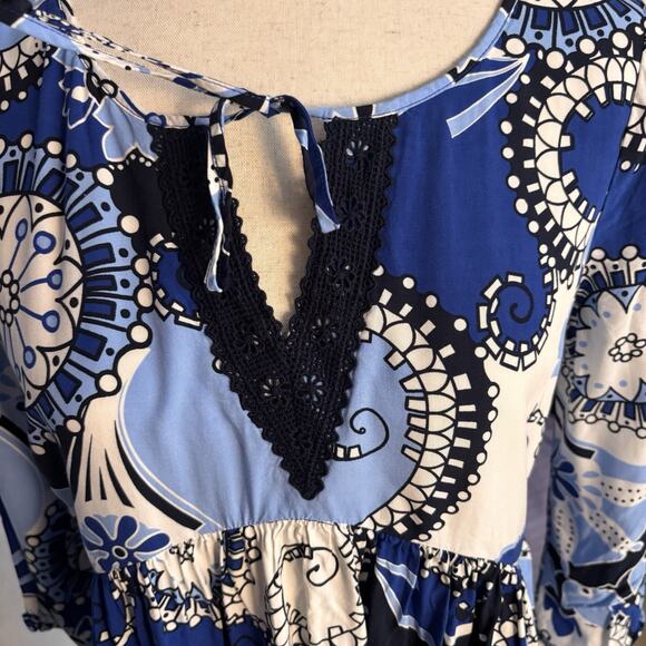 Crown and Ivy Tunic Dress size XS Blue White Black Rayon - Picture 5 of 7